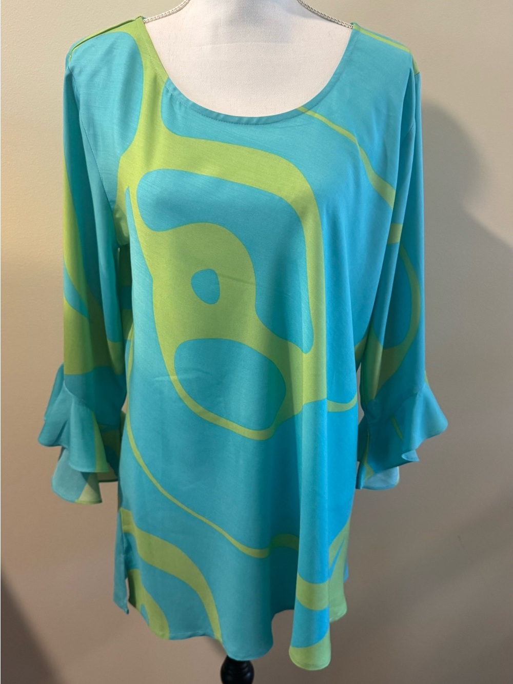escapada Turquoise and Lime Abstract Print Tunic